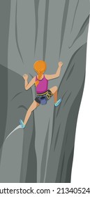 People doing outdoor rock climbing on white background illustration