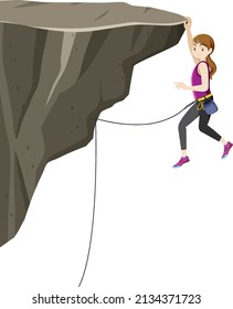 People doing outdoor rock climbing on white background illustration