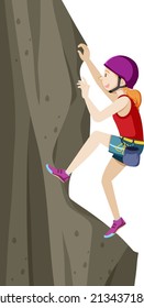People doing outdoor rock climbing on white background illustration