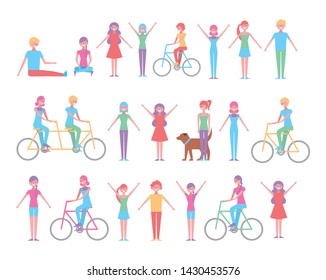 people doing recreational activities vector illustration design
