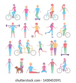 people doing recreational activities vector illustration design