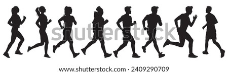 Similar – Image, Stock Photo a young man running up a hill in a black shirt.