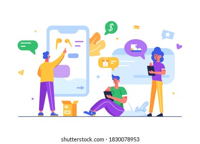 People doing shopping on the internet via mobile devices.