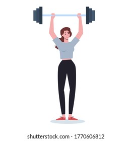 People doing sport. Different sport activity. Young adult doing sport. Woman doing exercise in gym. Isolated vector illustration in cartoon style