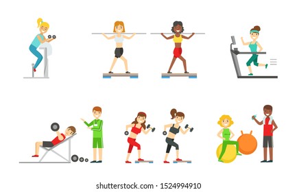 Set People Gym Characters Isolated On Stock Illustration 549814957 ...