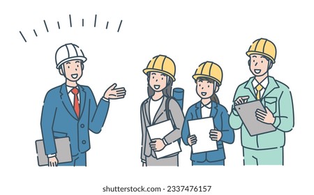 People doing their jobs in work clothes.