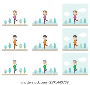 People doing yoga poses, health, exercise