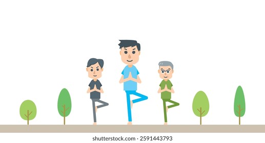 People doing yoga poses, health, exercise