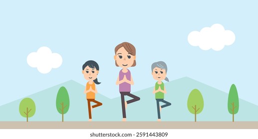 People doing yoga poses, health, exercise