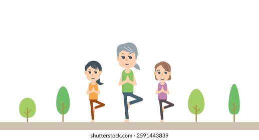 People doing yoga poses, health, exercise