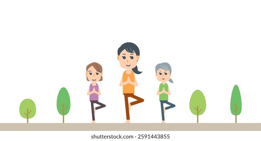 People doing yoga poses, health, exercise