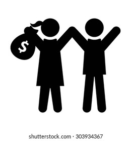 People with Dollar Money Icon - Vector