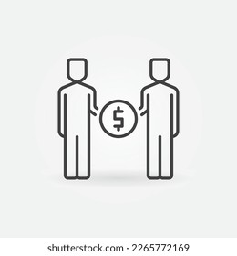 Gente con vector de signo de dólar Concepto de corrupción icono lineal o símbolo