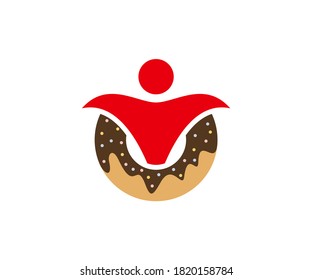 People Donuts Logo-Design, Vektorvorlage, Bakery-Logo-Konzept, Symbol für Kreativität