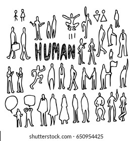 people doodle sketch vector ink