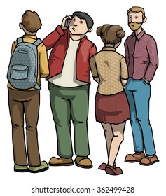 People, drawn characters, isolated on white, vector illustration