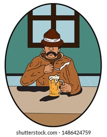 People Drink Beer Oktoberfest Party  man Clothes Fest Concept flat. Vector Illustration
