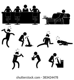 people drink too much in a bar and then wasted icon sign symbol pictogram vector