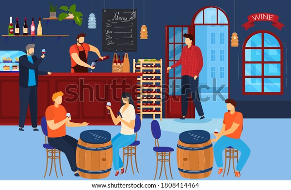 People Drink Wine Vector Illustration Cartoon Stock Vector (Royalty ...