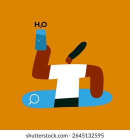 People drinking clean fresh water. Healthy hydration with pure water liquid. Characters with glass searching. Flat vector illustration on white background.