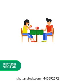 People drinking coffee flat icon
