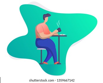 People drinking and eating cookies flat design