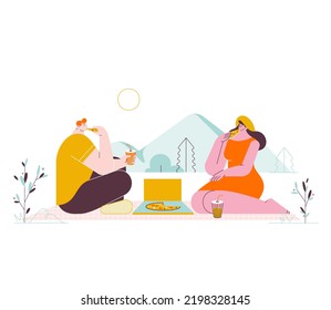 People drinking and eating outside on cafe and restaurant terraces in coffee shops and small cafeterias.
