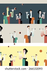 People drinking water from the bottle. Sun, hot day,thirst, man and woman, pattern