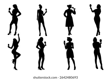 People drinking wine silhouette vector illustration
