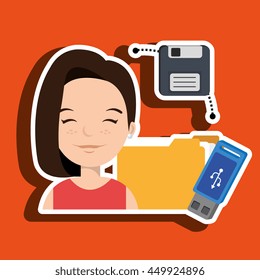 people with drive and usb isolated icon design, vector illustration  graphic 