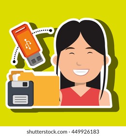 people with drive and usb isolated icon design, vector illustration  graphic 