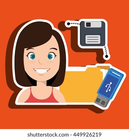 people with drive and usb isolated icon design, vector illustration  graphic 