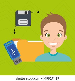 people with drive and usb isolated icon design, vector illustration  graphic 