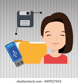people with drive and usb isolated icon design, vector illustration  graphic 