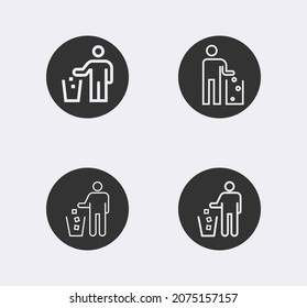 La gente deja caer el vector de diseño de iconos de línea de elementos no utilizados. Símbolo de signo de la papelera de la papelera. 