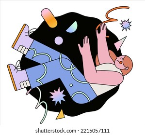 People during mental therapy sessions with psychotherapists or psychologists practicing different psychotherapy approaches flat cartoon vector graphic illustration isolated on white background
