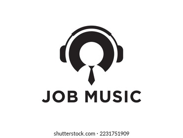 people earphones logo. music note voice logo design inspiration.