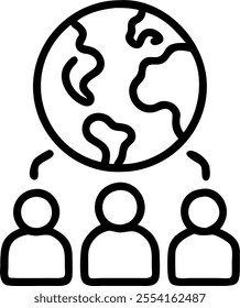 People with Earth and Climate Change Project Plans concept as A group of people developing climate change project plans with an earth model set against a whimsical background offer