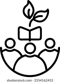 People with Earth and Sustainable Development Goals concept as A group of people setting sustainable development goals with an earth model set against a whimsical background offeri