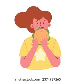 people eating burger vector isolated