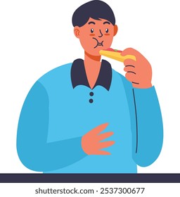 People Eating Character Isolated on White Background. Flat Vector Illustration.