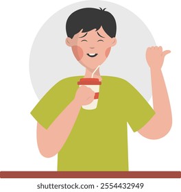 People Eating Delicious Food Illustration with Cute Cartoon Design. Isolated Vector Character
