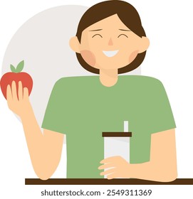 People Eating Food Cartoon Illustration. Isolated Flat Vector Character