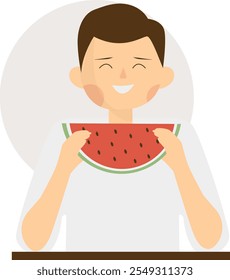 People Eating Food Cartoon Illustration. Isolated Flat Vector Character