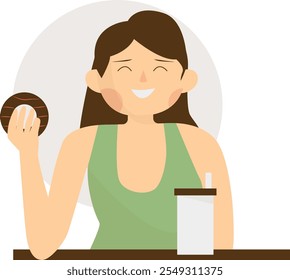 People Eating Food Cartoon Illustration. Isolated Flat Vector Character