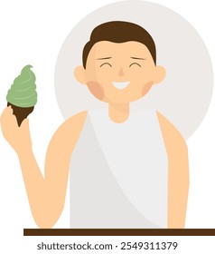 People Eating Food Cartoon Illustration. Isolated Flat Vector Character