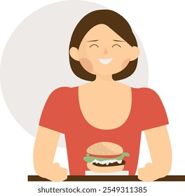 People Eating Food Cartoon Illustration. Isolated Flat Vector Character