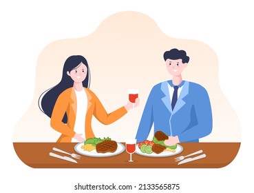 People Eating Food at Each Meal with Health Benefits, Balanced Diet, Vegan,  Nutritional and the Food Should be Eaten Every Day in Flat Background Illustration