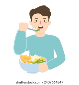 people eating ice teler or es campur concept illustration