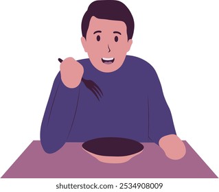 People Eating Illustration on White Background. Vector Illustration in Cartoon Style.